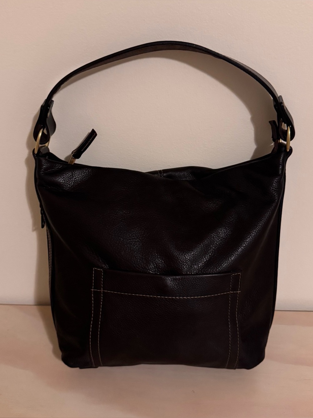 Coronado Dark Brown Bison Leather Conceal Carry Double Handle Tote Shoulder Bag